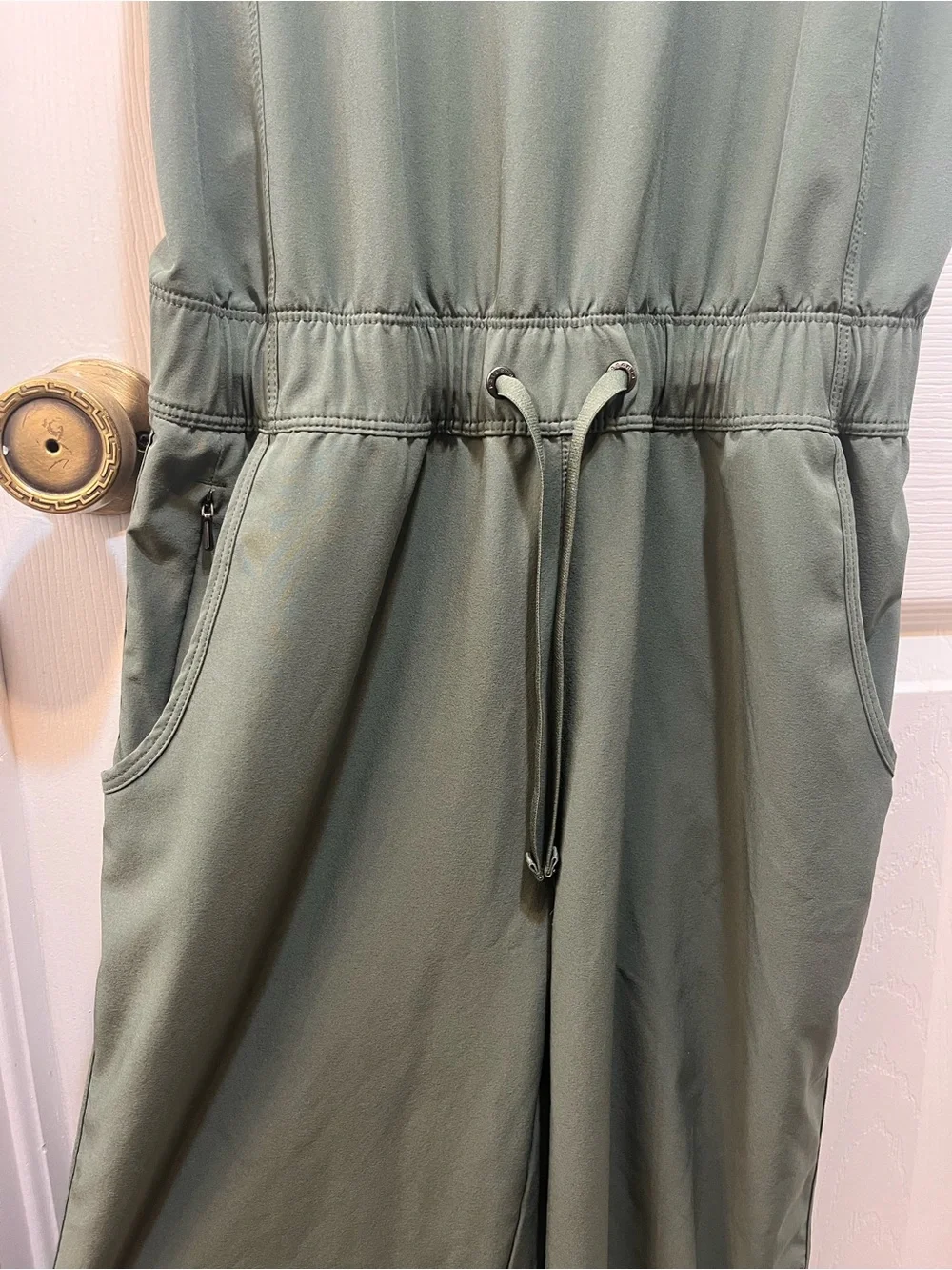Patagonia Olive Green Sleeveless Drawstring Jogger Jumpsuit - Picture 5 of 6